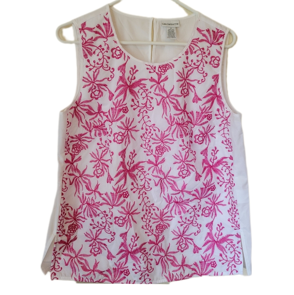 Beautiful Fusia Embroidered Liz Claiborne Sleeveless M Top